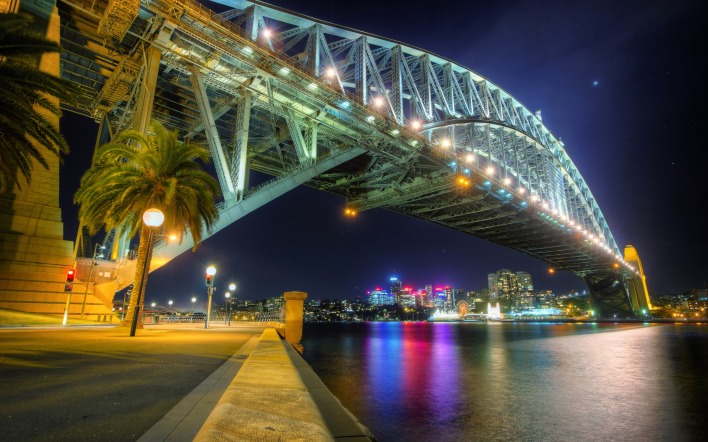 страны архитектура мост ночь река Sydney Harbour Bridge Сидней Австралия