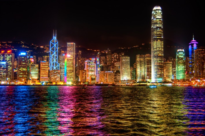 страны архитектура ночь Гонконг