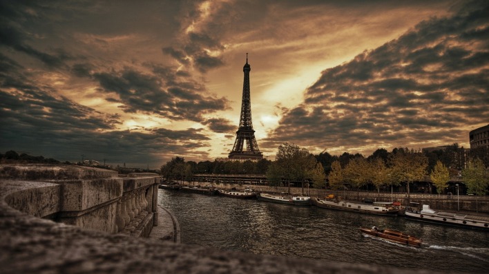 природа страны архитектура Франция Париж Эйфелева Башня река деревья nature country architecture France Paris Eiffel Tower river trees