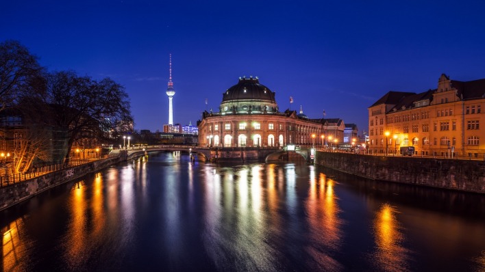 страны архитектура ночь Берлин Германия