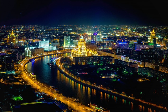 страны архитектура ночь Москва Россия