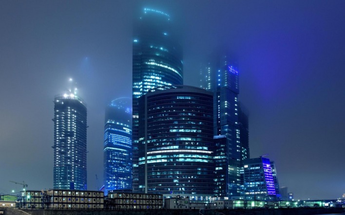 город огни ночного города небоскребы москва