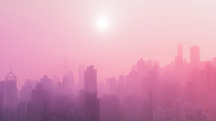 туман смог дымка город небоскребы