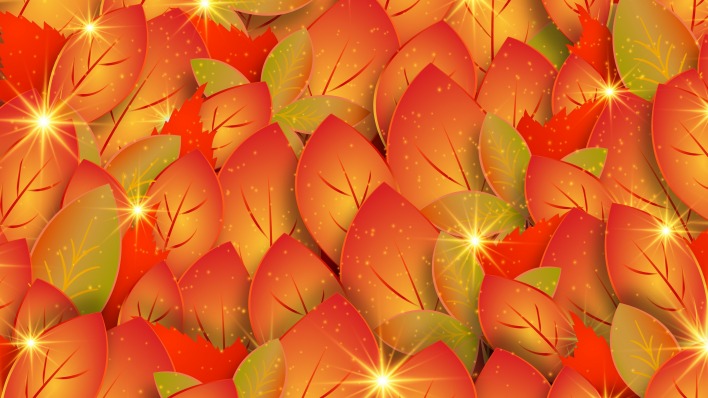 листья блики осень арт вектор рисунок