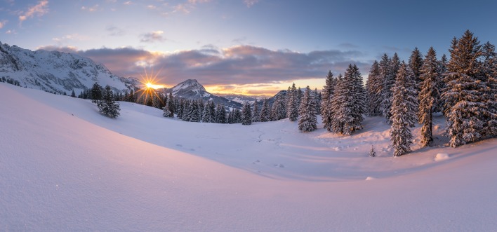 зима горы рассвет снег поляна зимняя поляна