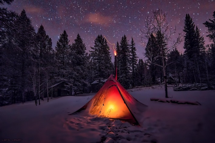 палатка ночь звезды опушка