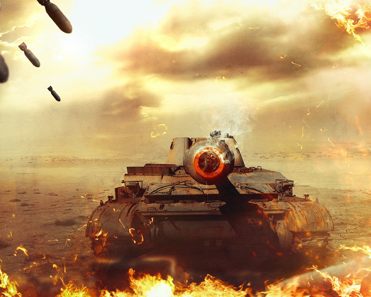World of Tanks огонь дым