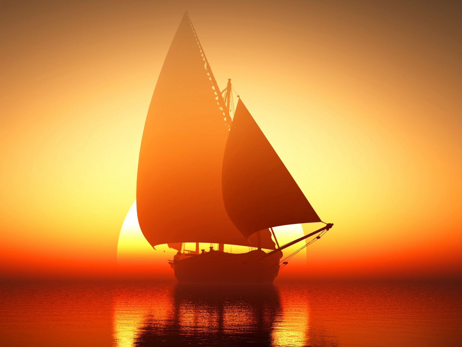 парус солнце корабль море
