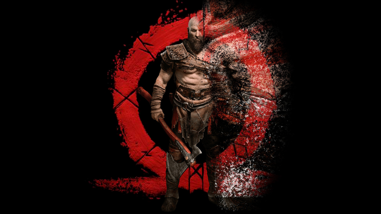 воин черный фон кратос good of war игра