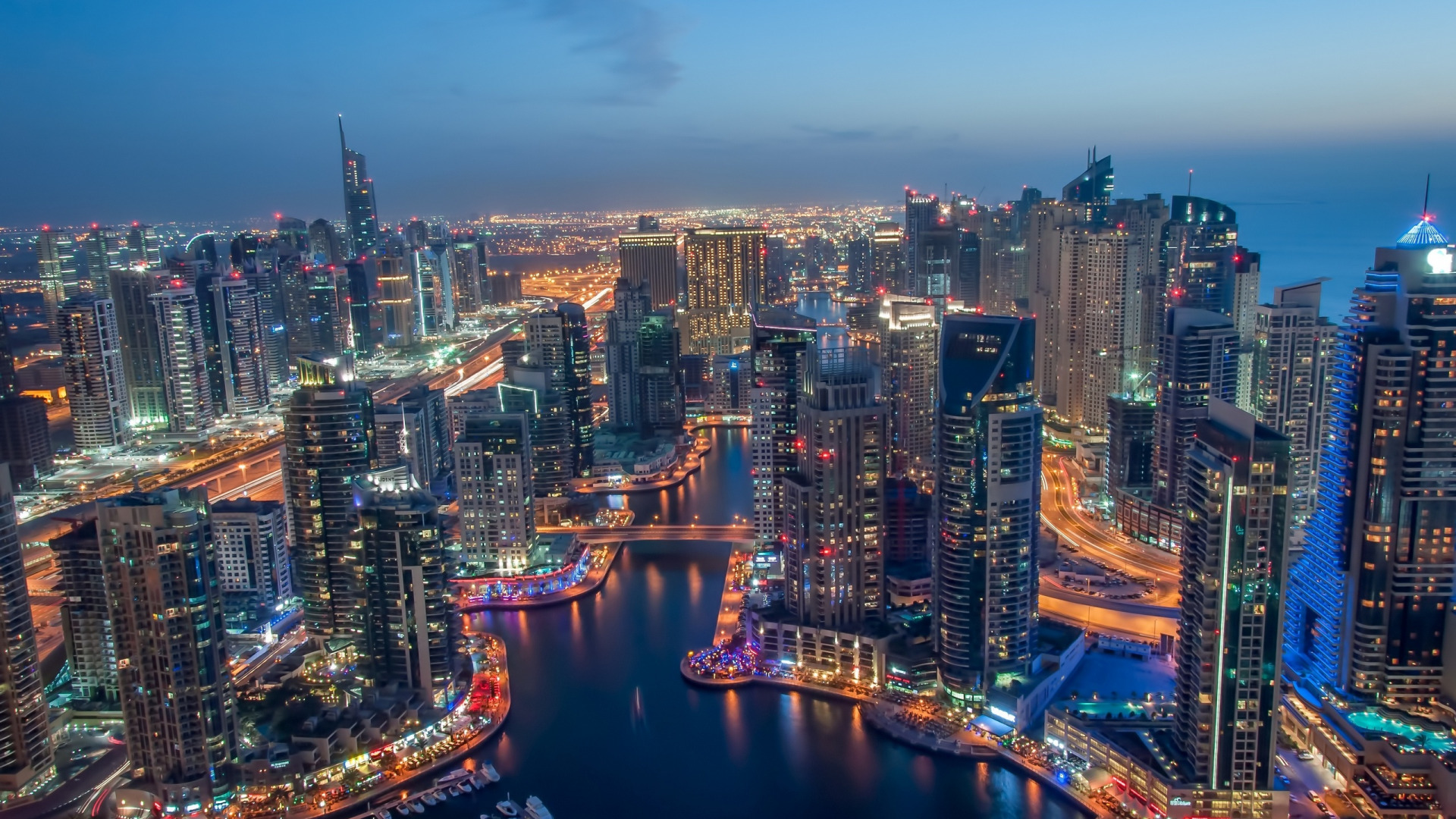 дубаи марина огни город высота Dubai Marina lights the city height