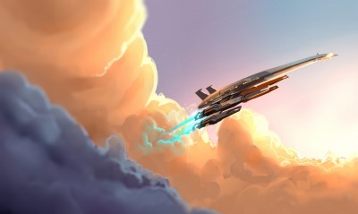 Mass Effect облака космический корабль
