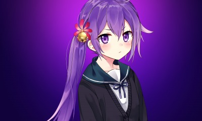 девушка аниме фиолетовый волосы