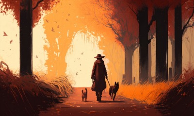 человек прогулка собаки