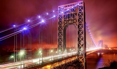 мост на красном закате