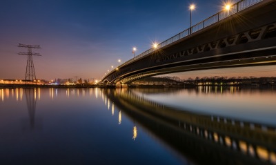 река мост вечер