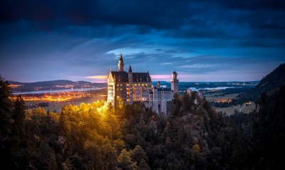 германия замок нойшвайнштайн вечер