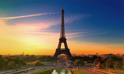 эйфелева башня париж рассвет небо облака