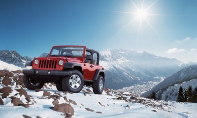 jeep, заснеженные горы