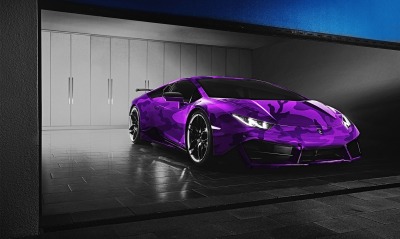 ламборгини гараж графика автомобиль фиолетовый