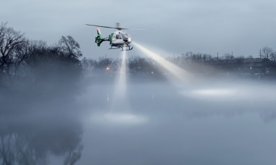 вертолет, туман