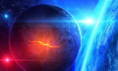 космос планета трещина свечение space planet crack glow