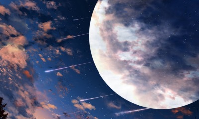 звездопад планета небо облака