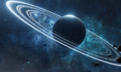 планета кольца астероиды космос звезды туманность