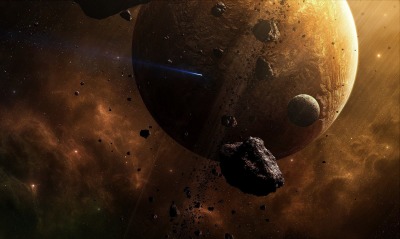 планета астероиды облака пыль космос