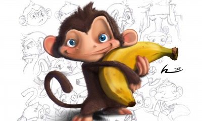 обезьяна, банан