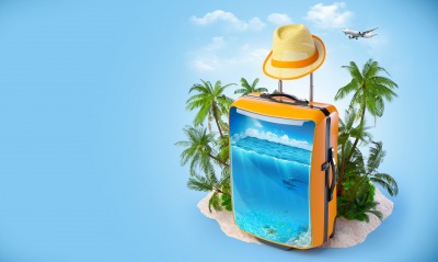 чемодан шляпа пальмы