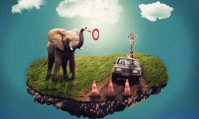 арт слон автомобиль жираф