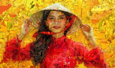 девушка азиатка корея рисунок мозайка