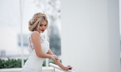 невеста белое платье прическа макияж фотосессия