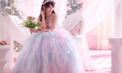 невеста девушка азиатка платье свадьба