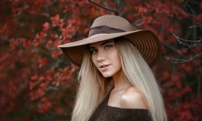 девушка шляпа блондинка красивая лицо