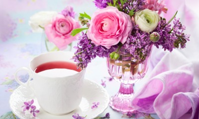 чай, цветы