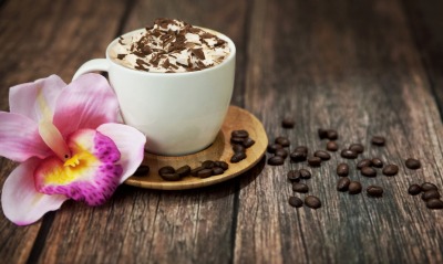 кофе зерна шоколадная стружка цветок
