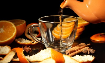 чашка, апельсины