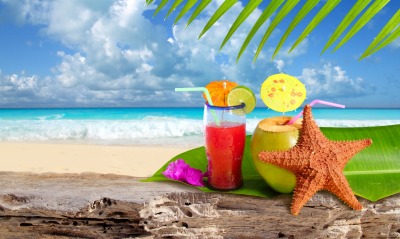 пляж, коктейль