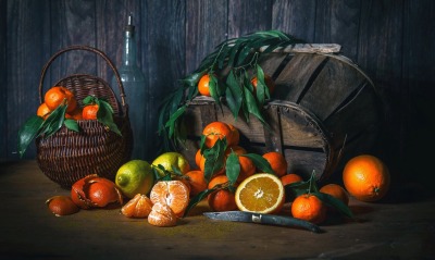 апельсин натюрморт корзина