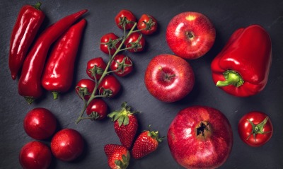 овощи ягоды фрукты красные томат клубника гранат яблоки перец