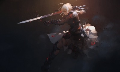 аниме девушка меч воин темнота