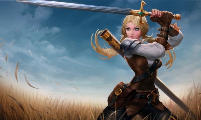 девушка-воин меч битва
