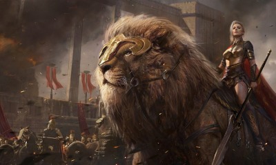 лев валенсийский девушка верхом сражение