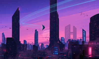город будущее футуризм небоскребы
