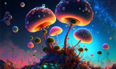 грибы красочный фантастика графика рендеринг