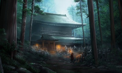 лес мрак дом япония