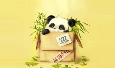 панда, в коробке