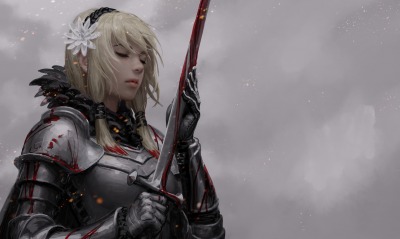 девушка воин меч аниме