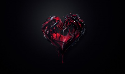 Черное сердце с кровью
